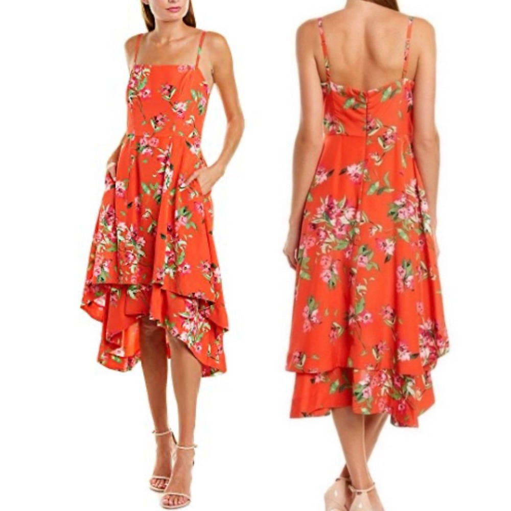 NWT Vince Camuto Red Floral Tiered HI‎ Lo Sundress Resort Romantic Whimsigoth 14